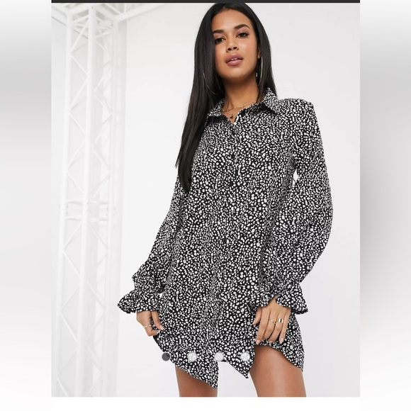 Misguided frill cuff polkadot shirt dress - Picture 3 of 11